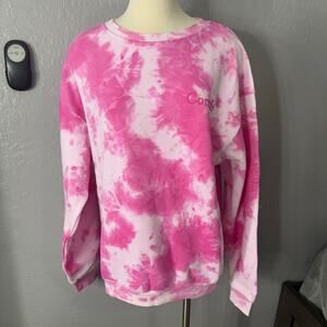 Comfrt Minimalist Crew Hoodie Tye Dye, Strawberry Swirl, L, KCO4116